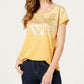 Camiseta feminina com estampa gráfica Style &amp; Co, amarela, tamanho pequeno P