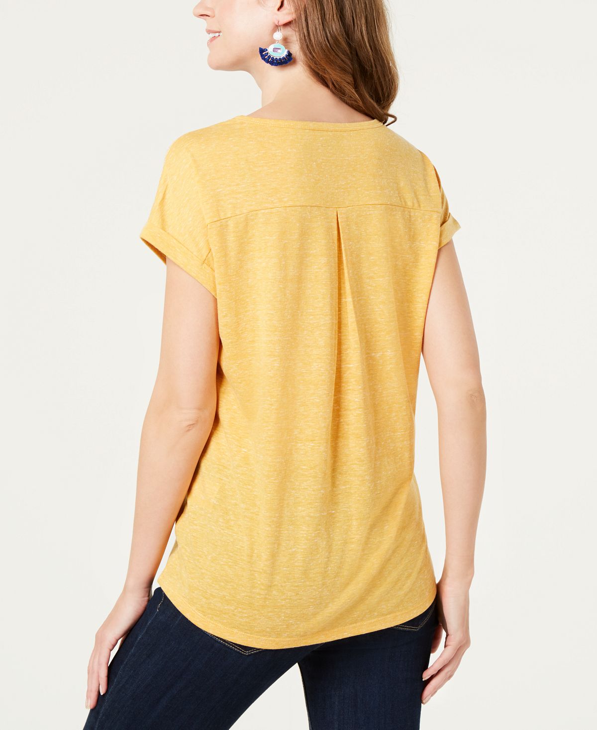 Camiseta feminina com estampa gráfica Style &amp; Co, amarela, tamanho pequeno P