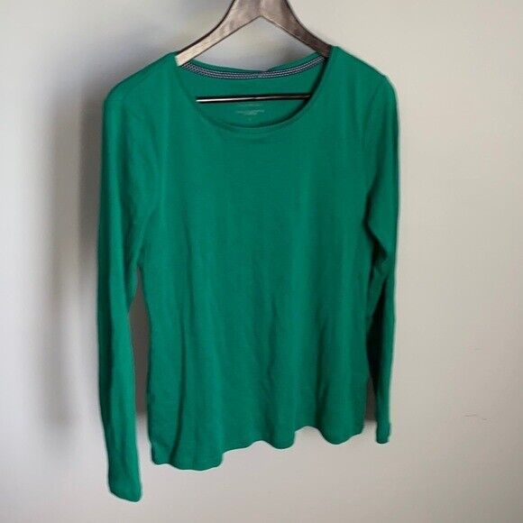 Blusa feminina de manga comprida Charter Club, verde marinho, tamanho médio