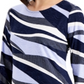 Blusa feminina estampada abstrata JM Collection azul tamanho pequeno