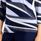 Blusa feminina estampada abstrata JM Collection azul tamanho pequeno