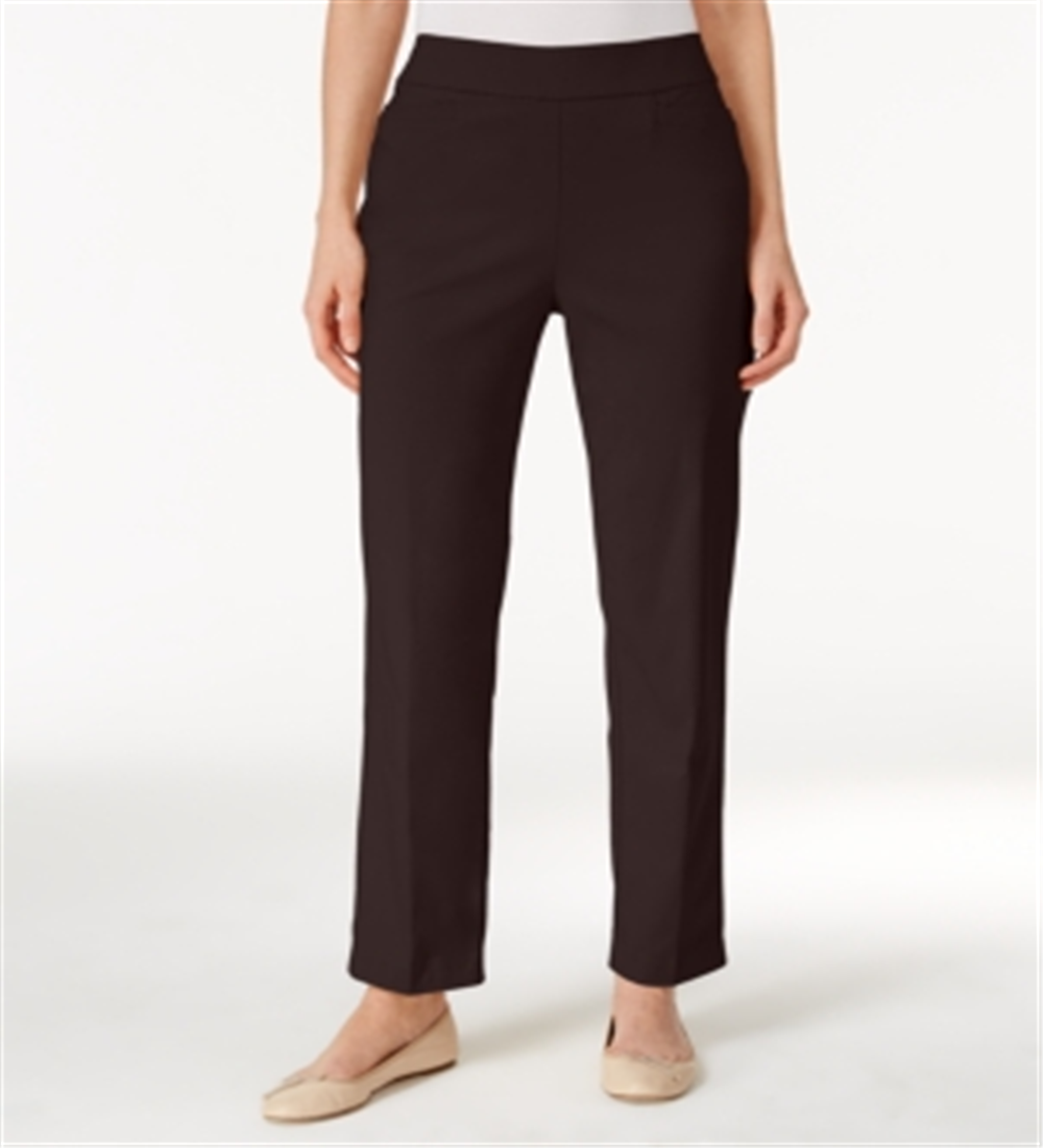 Calça elástica slim fit Alfred Dunner Allure feminina, marrom, tamanho 12P