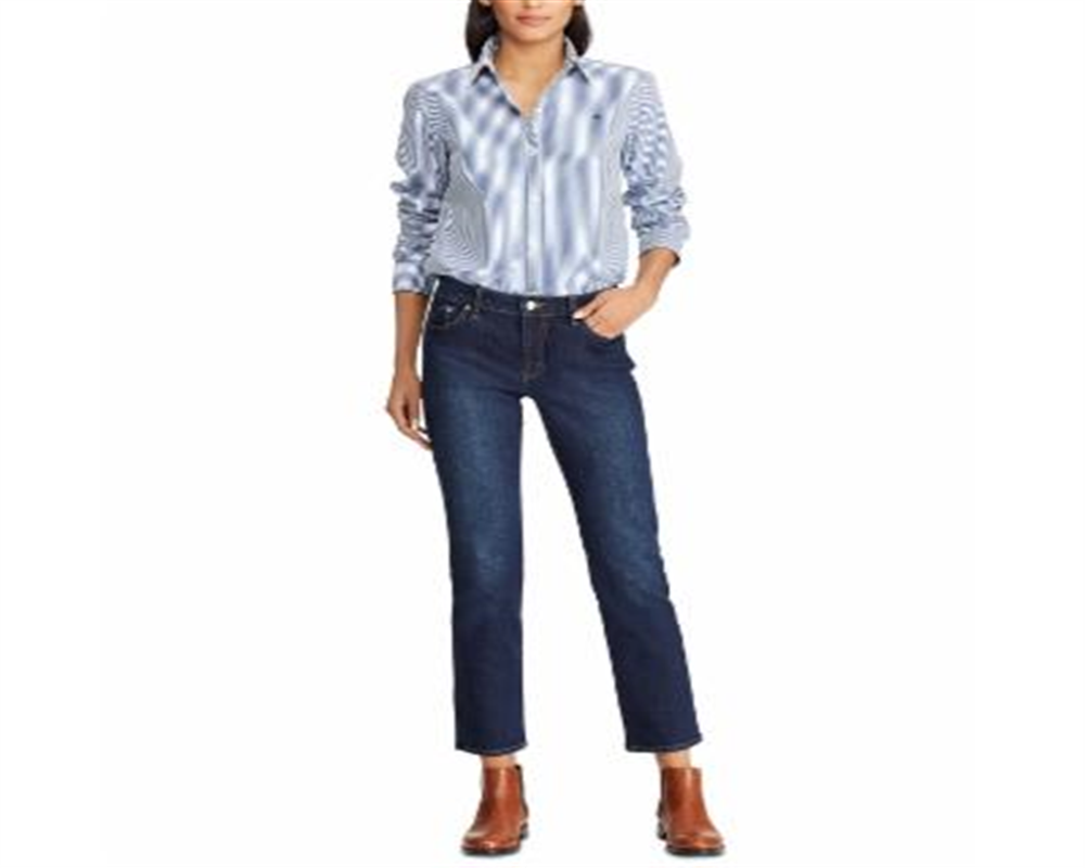 Calça Jeans Ralph Lauren Feminina Moderna, Reta e Curva, Lavagem Escura, Azul, Tamanho 14P