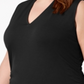INC International Concepts Regata feminina plus size franzida com decote em V, preta, tamanho M