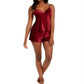 Conjunto de blusa e shorts de pijama de veludo canelado feminino INC International Concepts, vinho, tamanho M