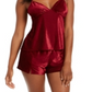 Conjunto de blusa e shorts de pijama de veludo canelado feminino INC International Concepts, vinho, tamanho M