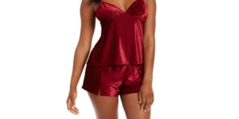 Conjunto de blusa e shorts de pijama de veludo canelado feminino INC International Concepts, vinho, tamanho M