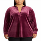 Blusa de veludo plus size feminina Ralph Lauren, verde, tamanho 2X