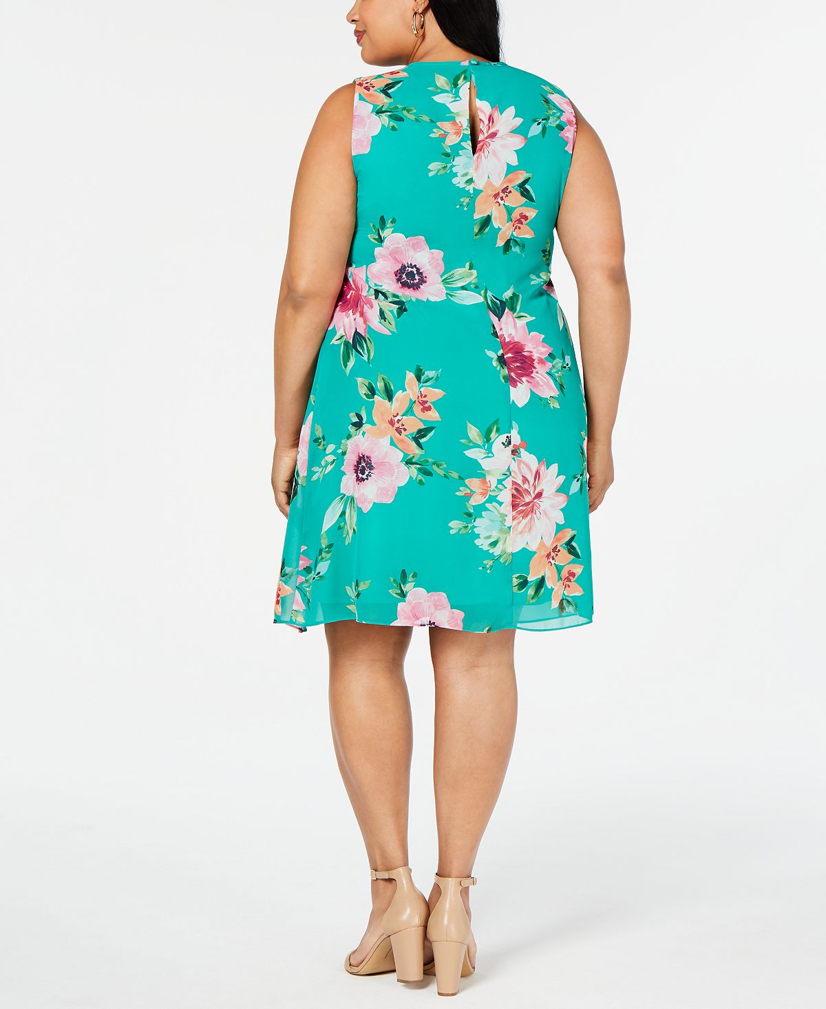 Vestido feminino Jessica Howard com decote em V e mangas curtas, estilo trapézio, acima do joelho, tamanho 16W