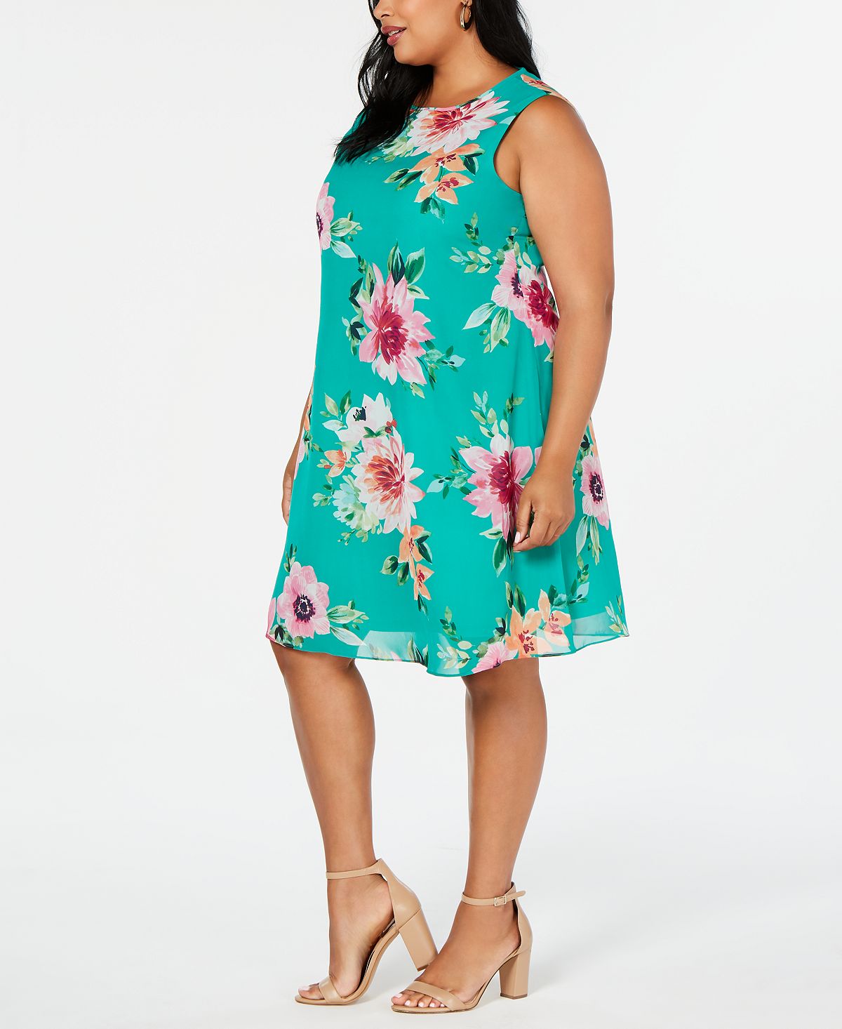 Vestido feminino Jessica Howard com decote em V e mangas curtas, estilo trapézio, acima do joelho, tamanho 16W