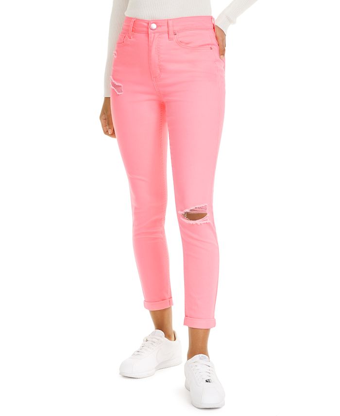 Calça jeans skinny Tinseltown Junior's Neon Wash rosa tamanho 9