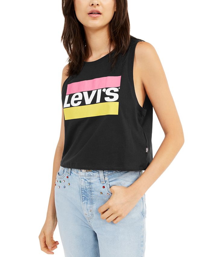 Regata curta feminina Levi's Graphic preta tamanho P