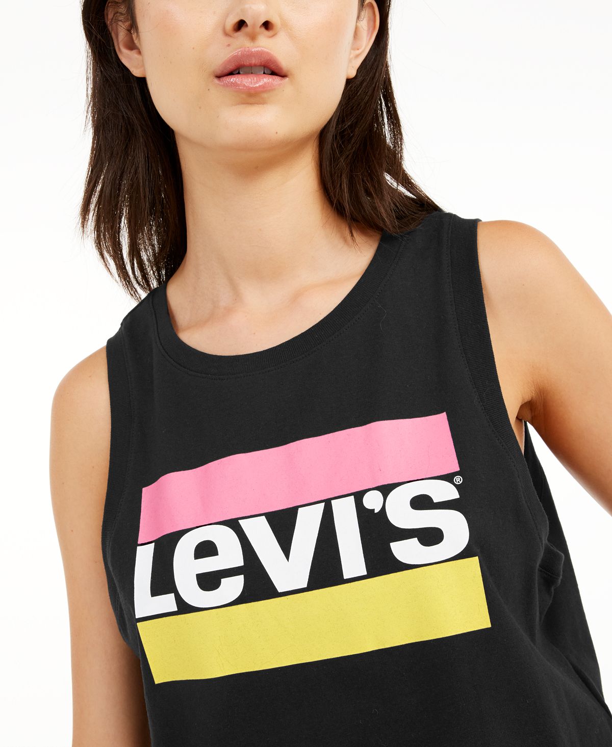Regata curta feminina Levi's Graphic preta tamanho P