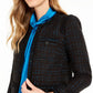 Blazer feminino Anne Klein com acabamento metálico e babados, preto, tamanho 0
