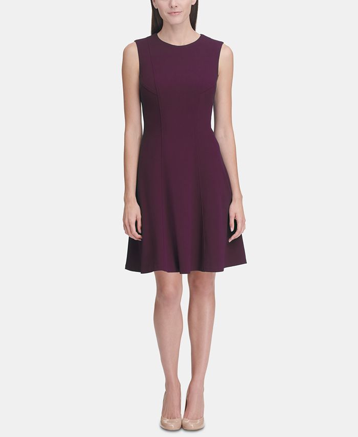 Vestido Tommy Hilfiger Scuba Fit &amp; Flare Feminino Roxo Tamanho 12P