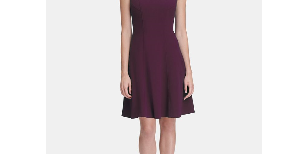 Vestido Tommy Hilfiger Scuba Fit &amp; Flare Feminino Roxo Tamanho 12P