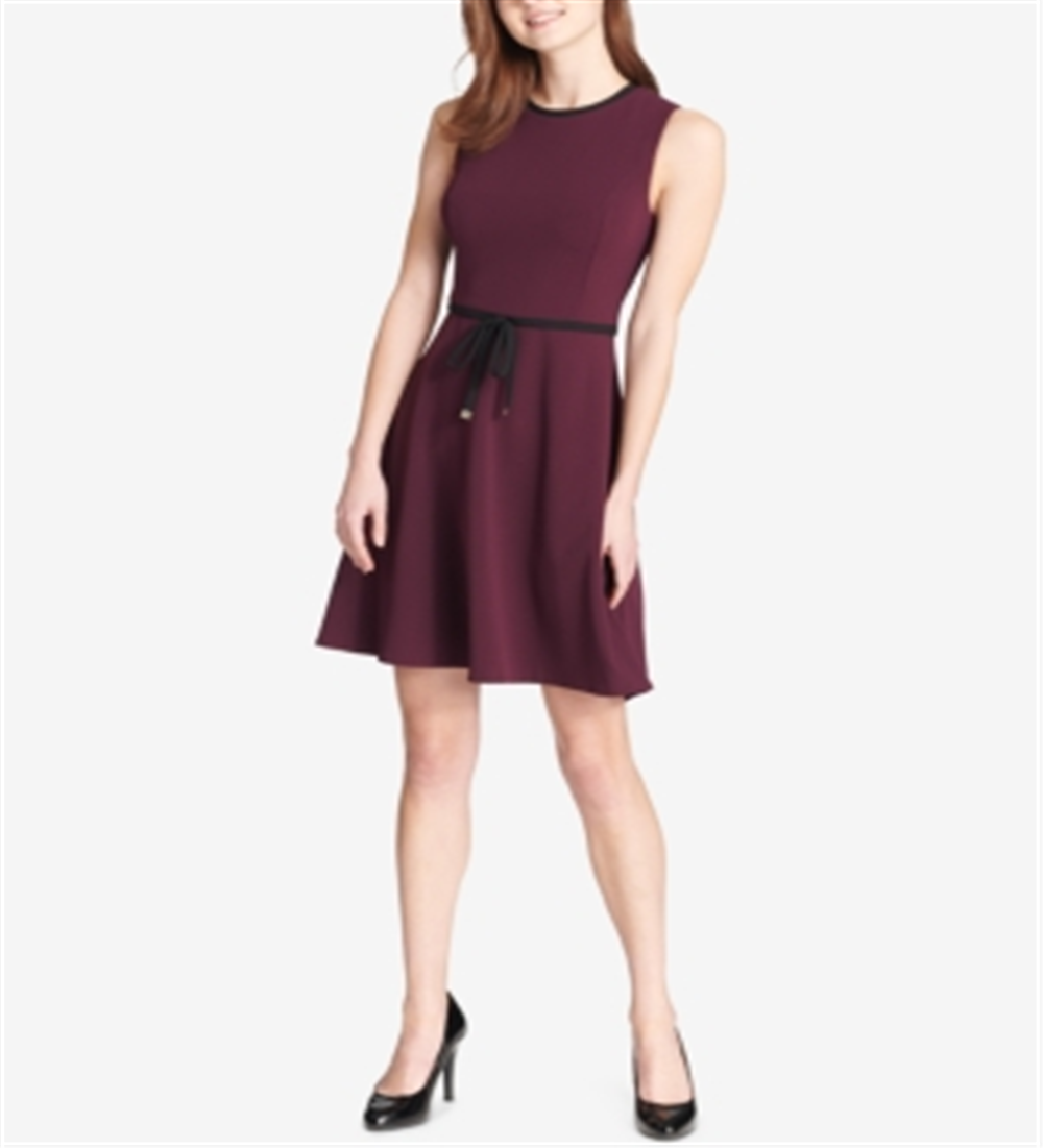 Vestido Tommy Hilfiger Scuba Fit &amp; Flare Feminino Roxo Tamanho 12P