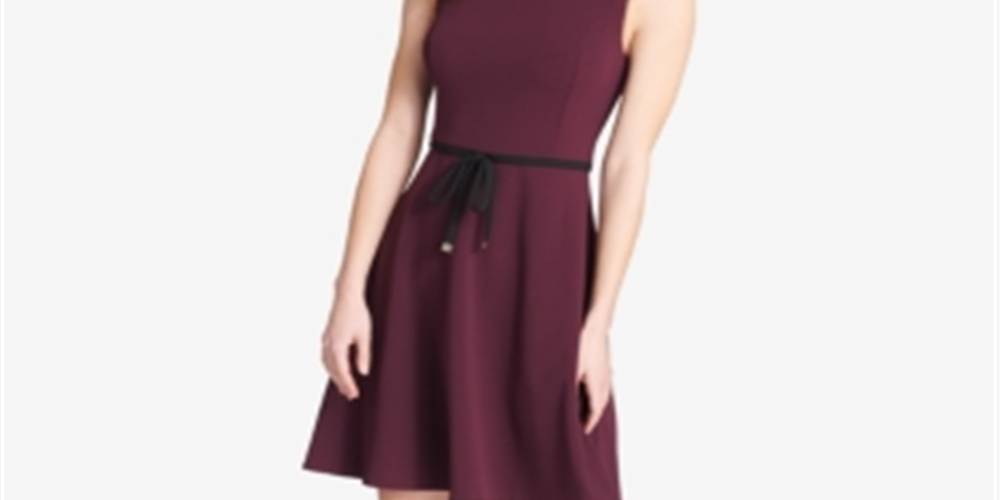 Vestido Tommy Hilfiger Scuba Fit &amp; Flare Feminino Roxo Tamanho 12P