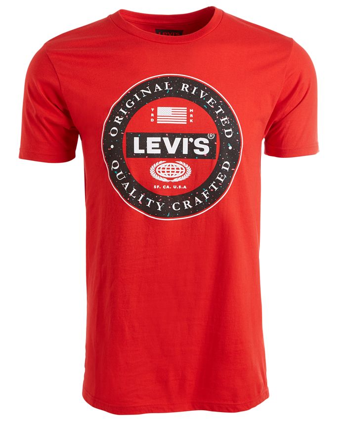 Camiseta Levi's Masculina com Logotipo Circular Vermelha Tamanho Médio