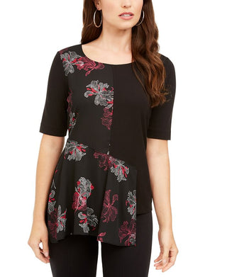 Camiseta feminina Alfani manga curta preta tamanho M