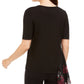 Camiseta feminina Alfani manga curta preta tamanho M