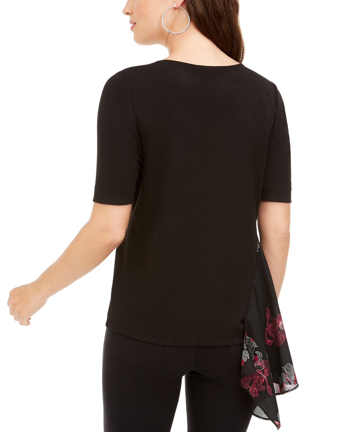Camiseta feminina Alfani manga curta preta tamanho M