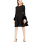 Vestido Calvin Klein Feminino com Punhos e Mangas Curtas e Pele Sintética, Preto, Tamanho 4P