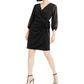 Vestido envelope feminino com mangas bufantes da INC International Concepts, preto, tamanho P
