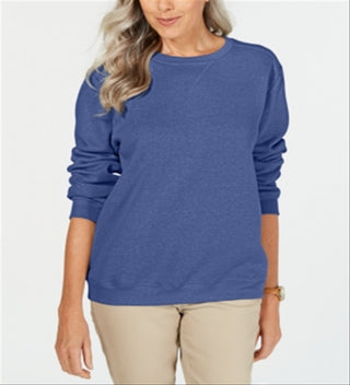 Karen Scott Petite Crewneck Fleece Sweatshirt Azul Tamanho PSM