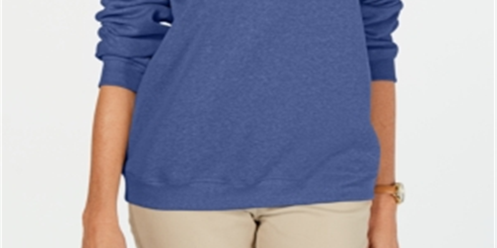 Karen Scott Petite Crewneck Fleece Sweatshirt Azul Tamanho PSM