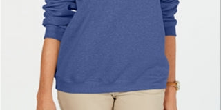 Karen Scott Petite Crewneck Fleece Sweatshirt Azul Tamanho PSM