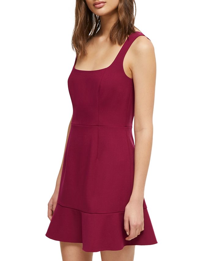 Vestido feminino Dorotea com decote quadrado e ajuste evasê, roxo, tamanho 12