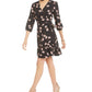 Vestido envelope feminino Bar III com estampa floral, preto, tamanho P