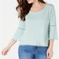 Blusa de manga sino com acabamento em crochê Petite Style &amp; Co, verde, tamanho Petite P