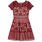 Vestido floral com painéis de renda para meninas Us Angels, tamanho 16, vermelho