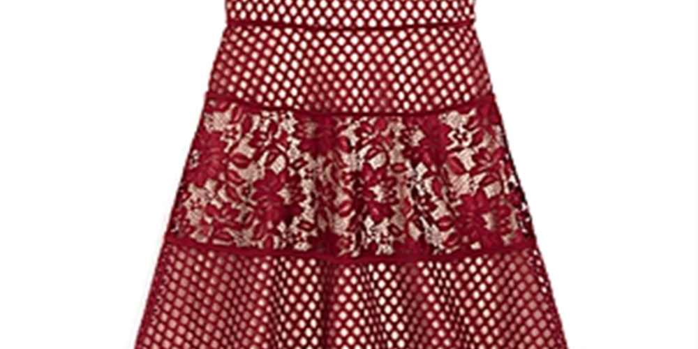Vestido floral com painéis de renda para meninas Us Angels, tamanho 16, vermelho