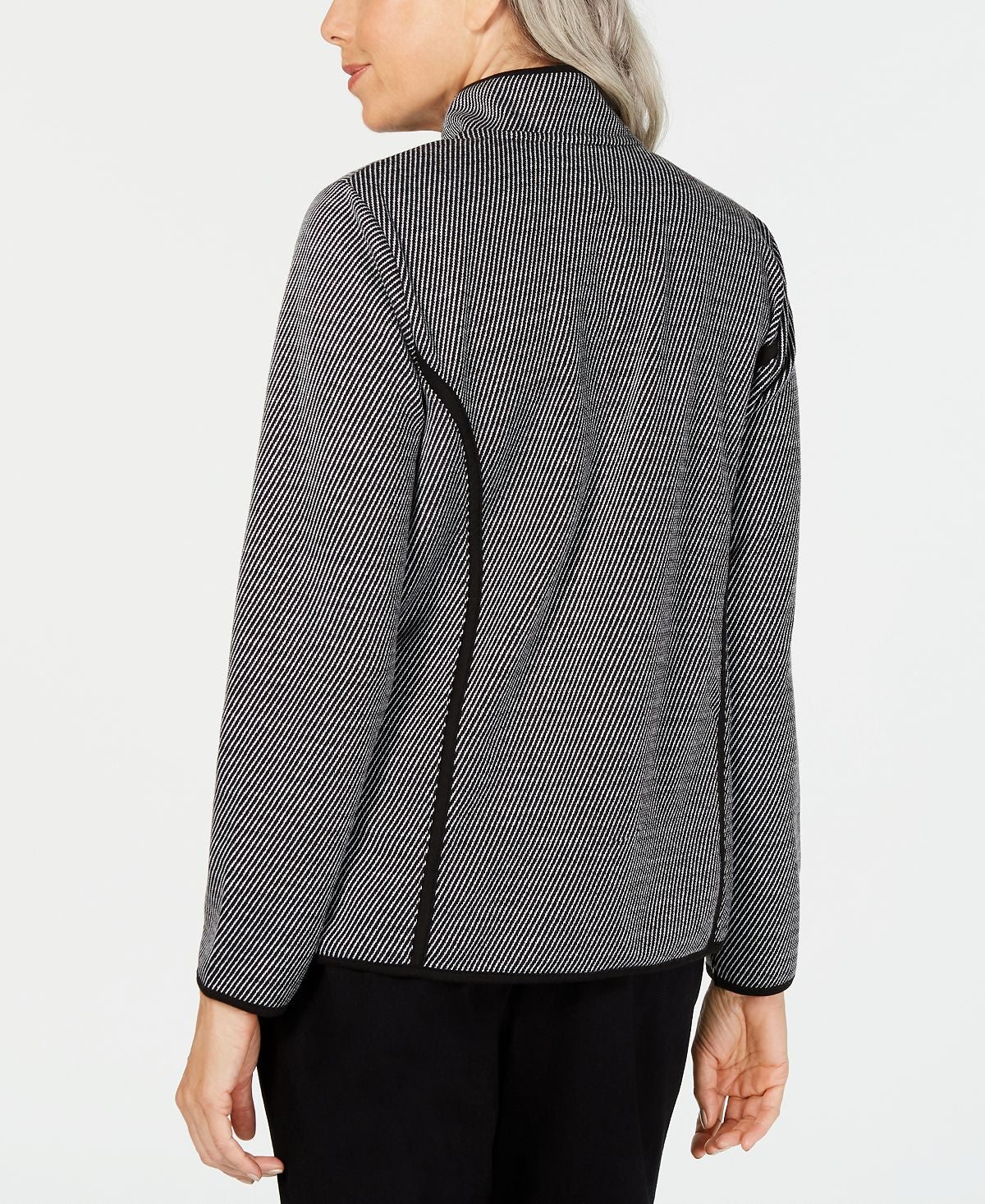 Jaqueta esportiva feminina Karen Scott French Terry com zíper, preta, tamanho G