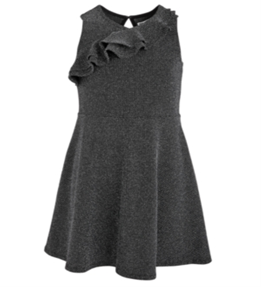 Vestido metálico com babados Epic Threads Big Girls, preto, tamanho G