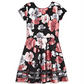 Vestido estampado floral metálico Aqua para meninas, tamanho grande, preto, pequeno