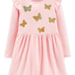 Vestido Carter's Infantil Meninas Lantejoulas-Borboletas Jersey Rosa Tamanho 5T