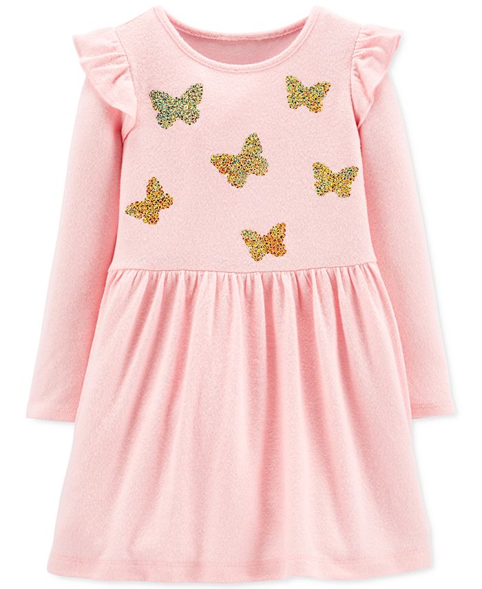 Vestido Carter's Infantil Meninas Lantejoulas-Borboletas Jersey Rosa Tamanho 5T