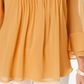 Charter Club feminino pequeno com babados duplos e blusa lisa com pregas, tamanho pequeno M, amarelo