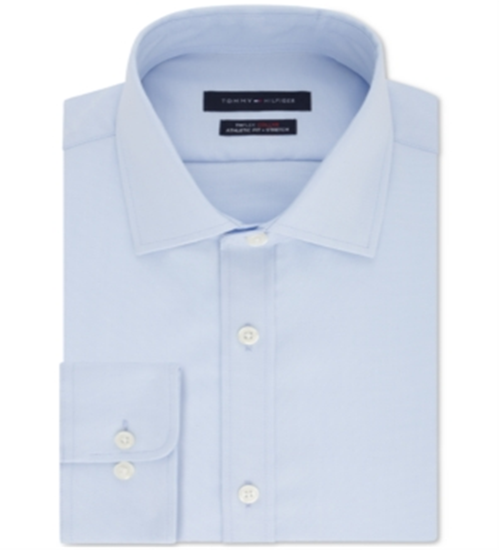 Camisa social masculina Tommy Hilfiger Athletic Fit Performance Stretch Th Flex Collar Solid Azul Tamanho 16,5x-36-37-G