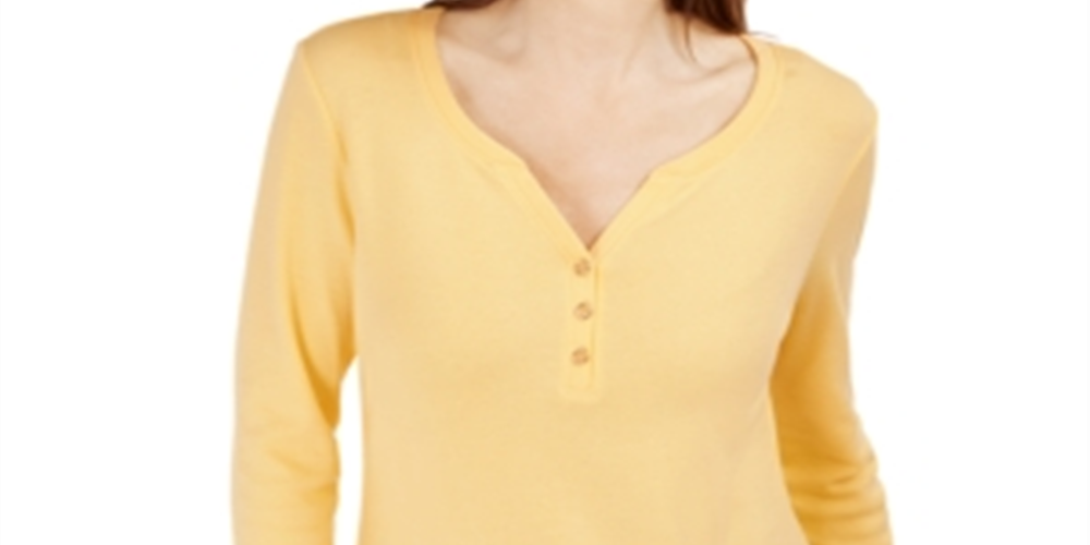 Camisa Henley Manga 3/4 Feminina Karen Scott Bege Tamanho X-G