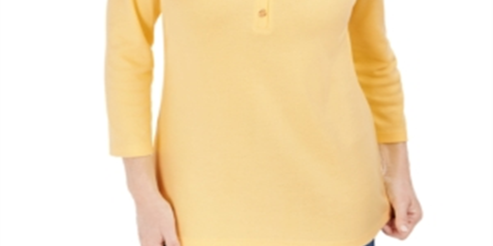 Camisa Henley Manga 3/4 Feminina Karen Scott Bege Tamanho X-G