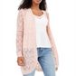 Cardigan American Rag Junior's Crochet Frente Aberta Rosa Tamanho Médio