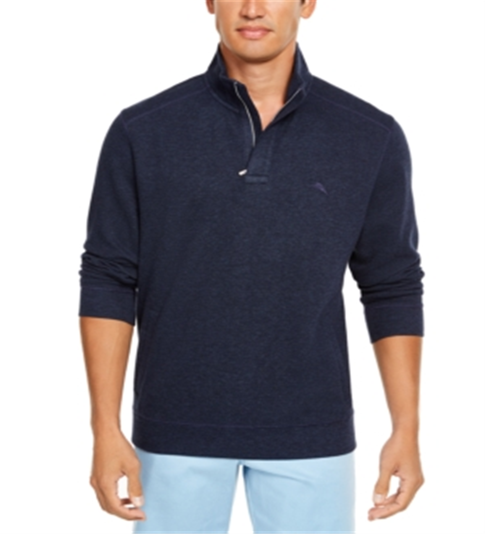 Tommy Bahama Playa Pina Port Moletom com zíper de um quarto masculino, azul, tamanho GG