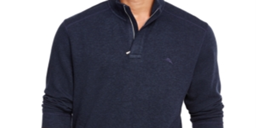 Tommy Bahama Playa Pina Port Moletom com zíper de um quarto masculino, azul, tamanho GG