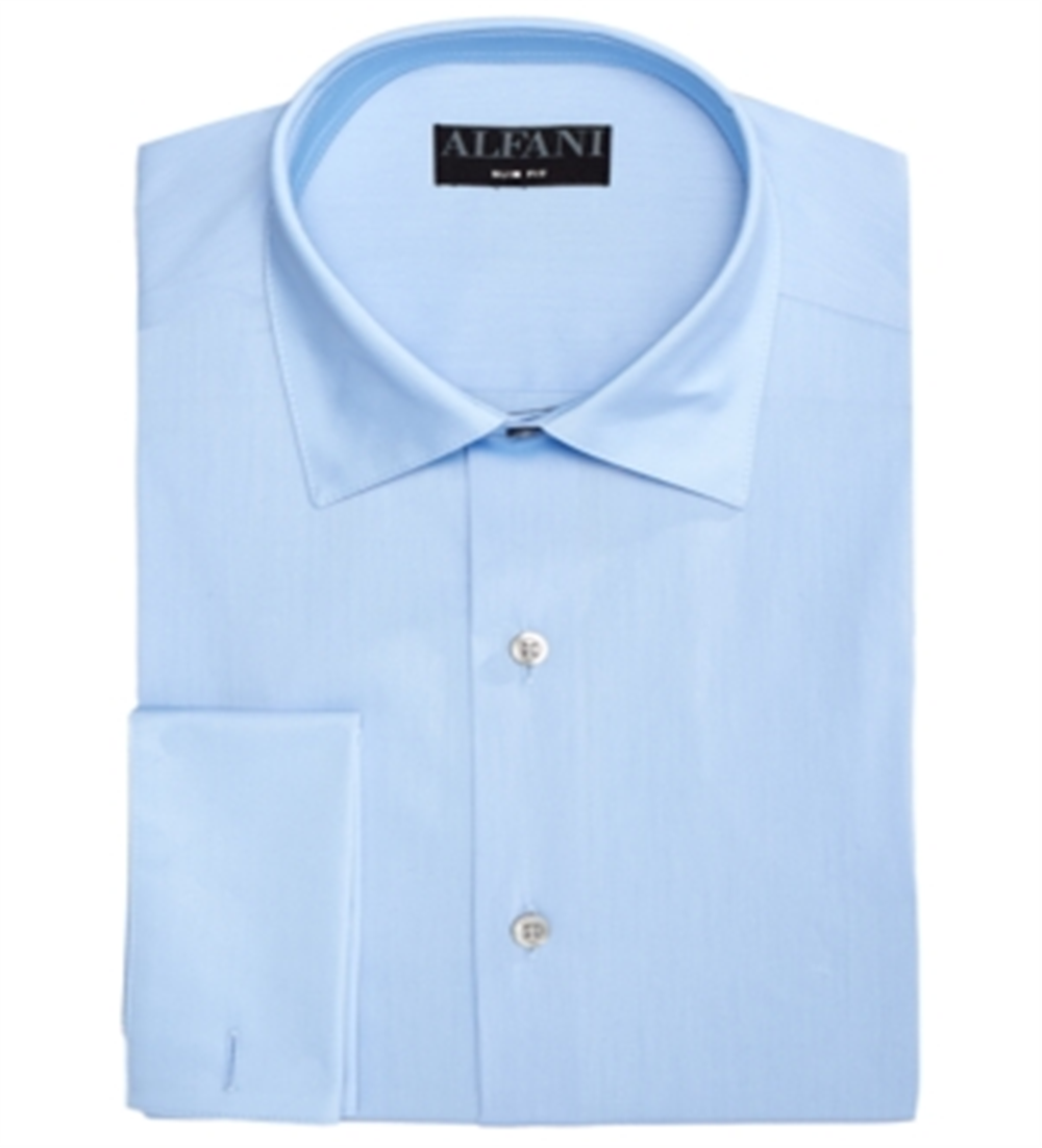 Camisa social masculina Alfani Solid Classic Regular Fit Azul Tamanho P-14,5X32-33