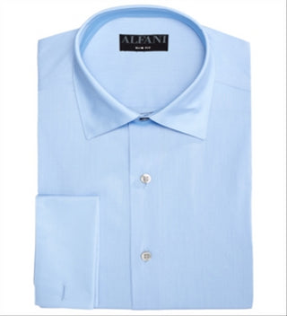 Camisa social masculina Alfani Solid Classic Regular Fit Azul Tamanho P-14,5X32-33